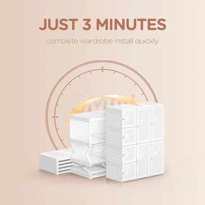 White Portable Wardrobe Closet Storage Organizer - Homevalley.co.uk