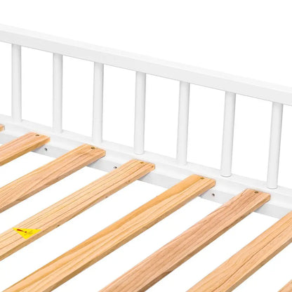 White Solid Wooden Children's Bed with Bookshelf - Homevalley.co.uk