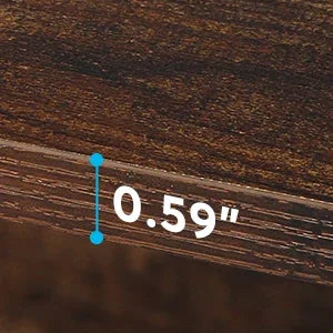 Wooden surface with a measurement of 0.59 inches indicated