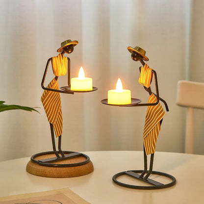 Woman Shaped Iron Candle Holder Luxury Romantic Decoration - Homevalley.co.uk