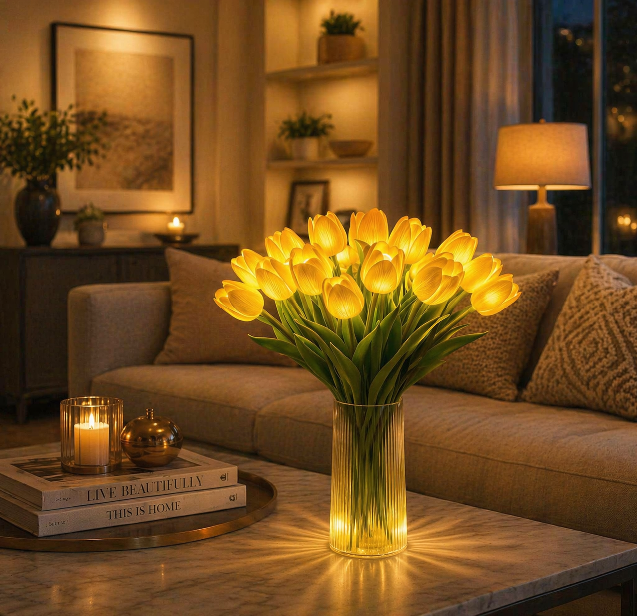 Radiant Romantic Tulip Light – LED Tulip Bouquet Night Light for Home Decor