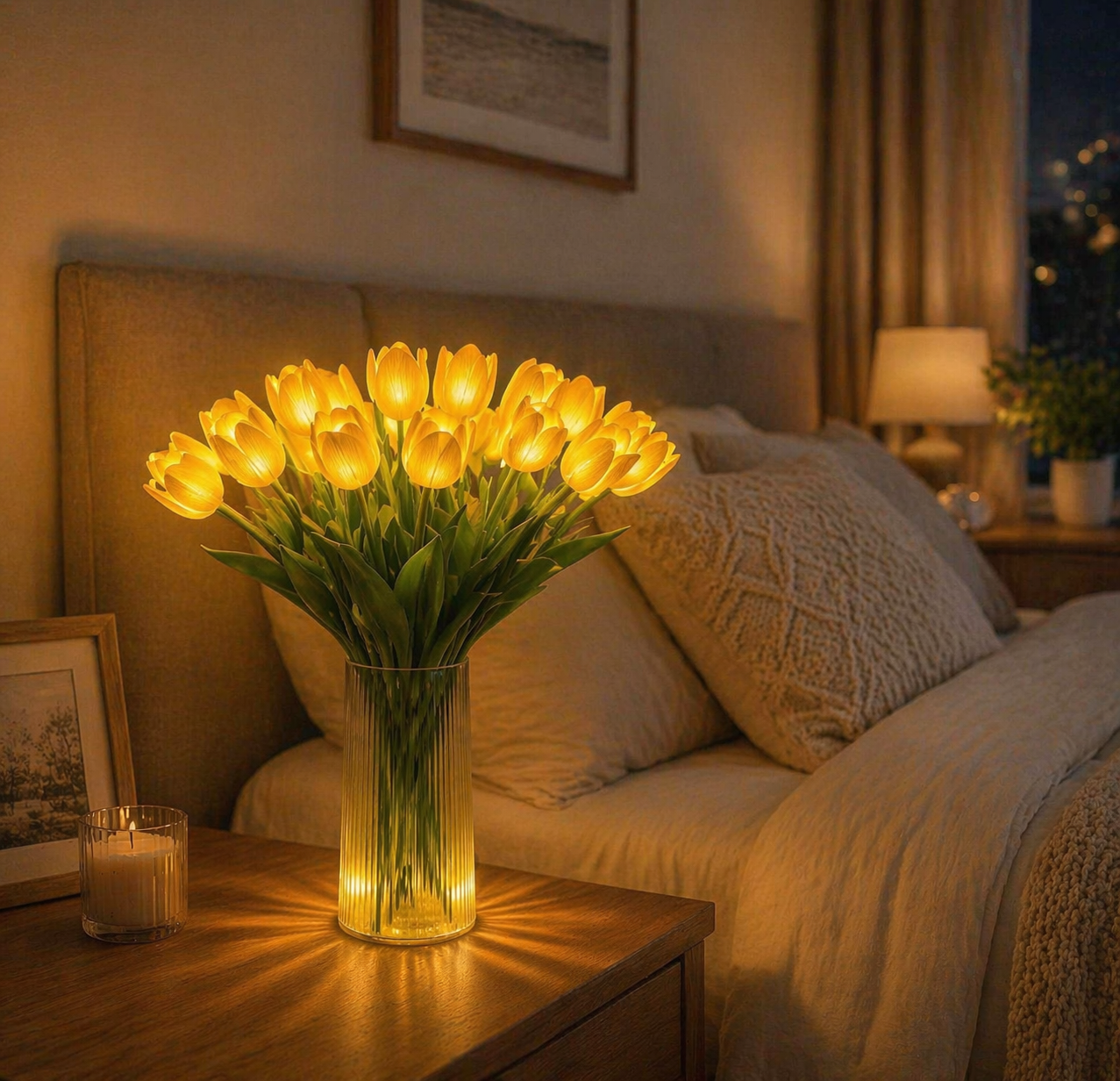 Radiant Romantic Tulip Light – LED Tulip Bouquet Night Light for Home Decor