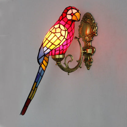 Tiffany Stained Glass Wall Mounted Parrot Lamp