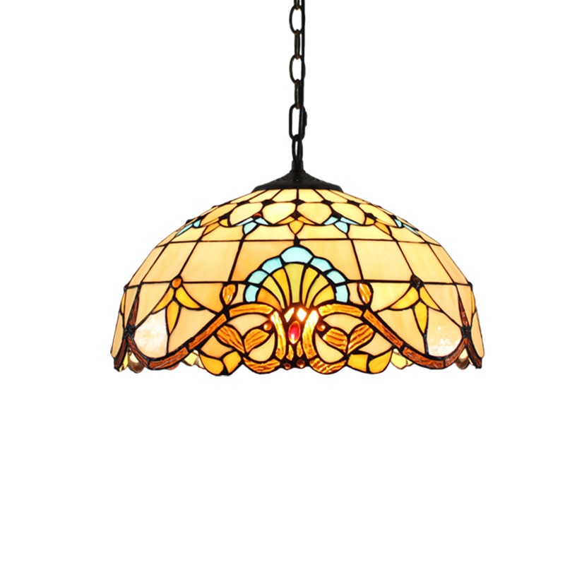 Retro Tiffany Glass Bedroom, Living Room, Ceiling Pendant Light - Homevalley.co.uk