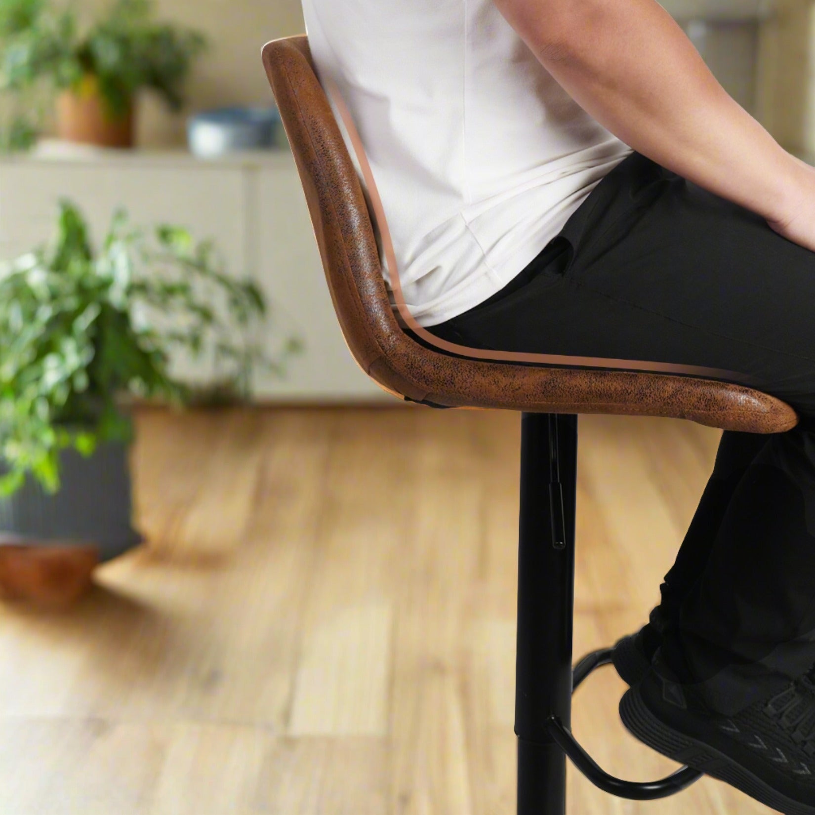 Swivel Bar Stool, Chair with Back, Adjustable Height, Set of 2 - Homevalley.co.uk