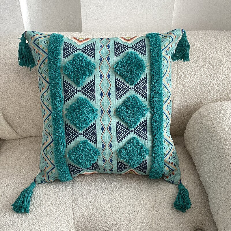 Tufted Linen Bohemian Cushion Cover 45 x 45 cm - Homevalley.co.uk