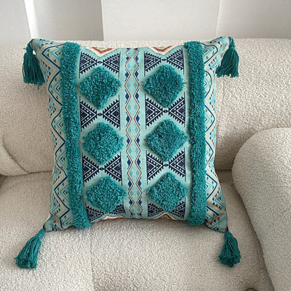 Tufted Linen Bohemian Cushion Cover 45 x 45 cm - Homevalley.co.uk