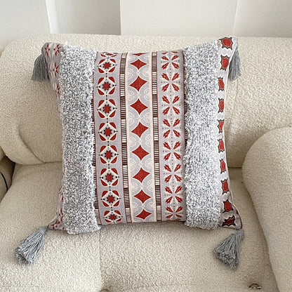 Tufted Linen Bohemian Cushion Cover 45 x 45 cm - Homevalley.co.uk