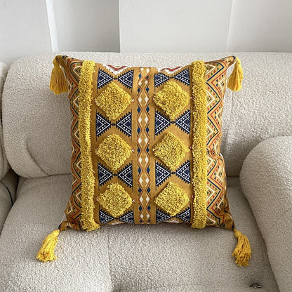 Tufted Linen Bohemian Cushion Cover 45 x 45 cm - Homevalley.co.uk