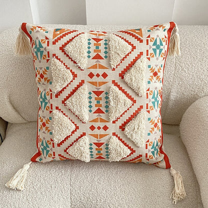 Tufted Linen Bohemian Cushion Cover 45 x 45 cm - Homevalley.co.uk